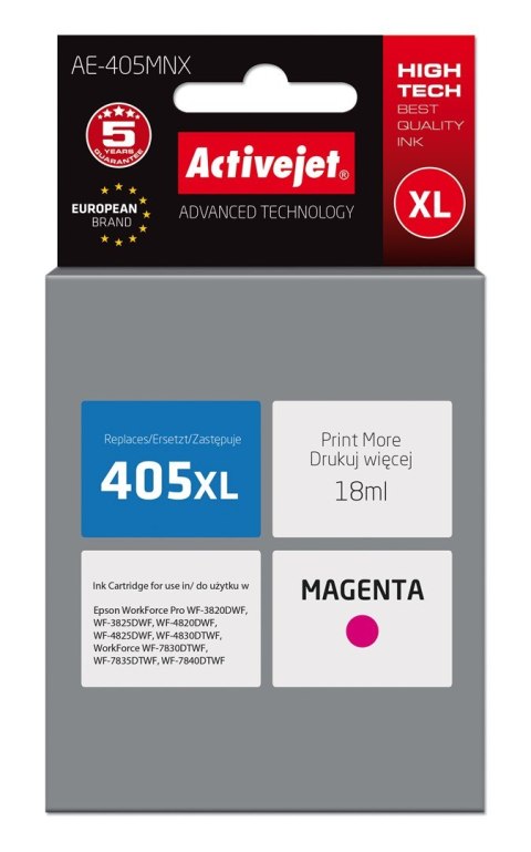 Activejet AE-405MNX Tusz (zamiennik Epson 405XL C13T05H34010; Supreme; 18ml; czerwony)