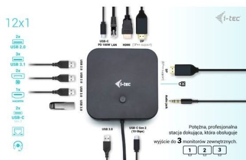 I-tec Stacja dokująca USB-C HDMI Dual DP Docking Station Power Delivery 100 W + i-tec Universal Charger 100 W