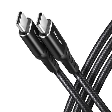 AXAGON BUCM-CM20AB Kabel USB-C - USB-C 2.0, 2m, PD 60W, 3A, ALU, oplot Czarny