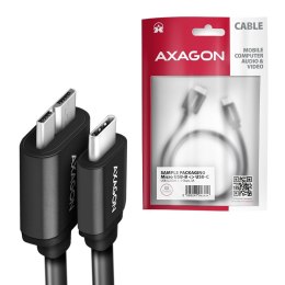 AXAGON BUMM3-CM10AB Kabel Micro-B USB, USB-C 3.2 Gen 1, 1m, 3A, ALU, PVC Czarny