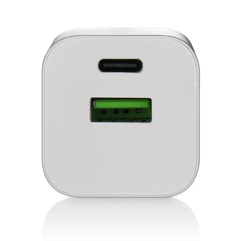 EverActive Ładowarka USB/USB-C QC3.0 30W technologia GaN Biała