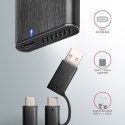 AXAGON EEM2-SB2 Obudowa zewnętrzna aluminiowa bezśrubowa USB-C 3.2 Gen 2 - M.2 NVMe / SATA SSD 30-80mm ALU pudełko czarne + USB-A - USB