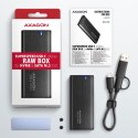 AXAGON EEM2-SB2 Obudowa zewnętrzna aluminiowa bezśrubowa USB-C 3.2 Gen 2 - M.2 NVMe / SATA SSD 30-80mm ALU pudełko czarne + USB-A - USB