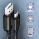 AXAGON BUMM-AM15AB Kabel MicroUSB - USB-A, 1.5m, USB 2.0, 2.4A, ALU, oplot, Czarny