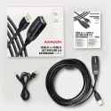 AXAGON ADR-215 USB 2.0 A-M -> A-F aktywny kabel przedłużacz/wzmacniacz 15m