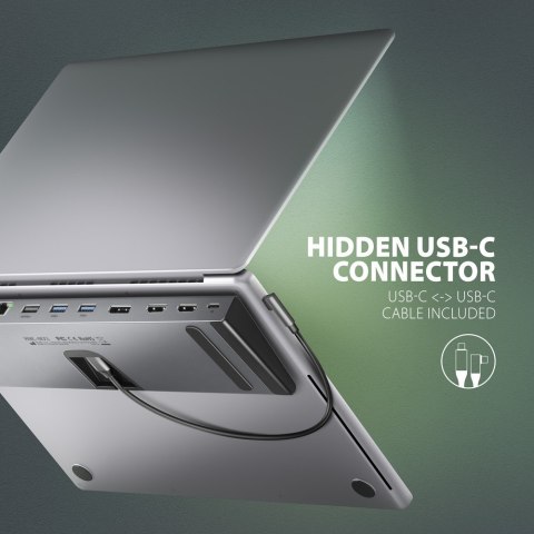 AXAGON HMC-4KX3 Wieloportowy hub USB 11in1, 5Gbps, 3x USB-A, 2x HDMI 4K/60Hz+ DP 4K/60Hz+ GLAN + SD/microSD + audio, PD 100W, 40cm USB-